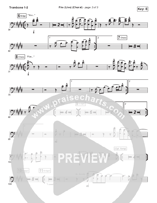 Fire (Choral Anthem SATB) Trombone 1/2 (CeCe Winans / Arr. Luke Gambill)