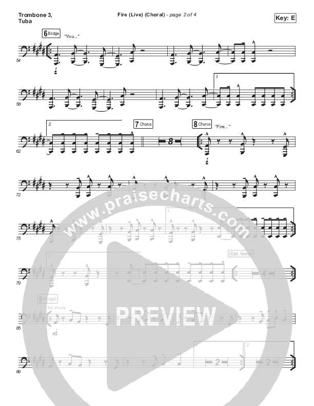 Fire (Choral Anthem SATB) Trombone 3/Tuba (CeCe Winans / Arr. Luke Gambill)