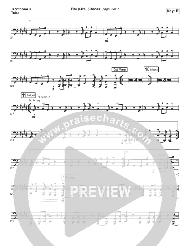 Fire (Choral Anthem SATB) Trombone 3/Tuba (CeCe Winans / Arr. Luke Gambill)
