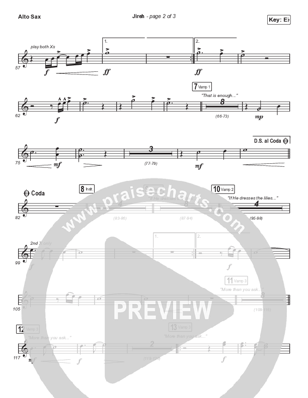 Jireh (Choral Anthem SATB) Alto Sax (Elevation Worship / Maverick City Music / Chandler Moore / Naomi Raine / Arr. Cliff Duren / Mason Brown)