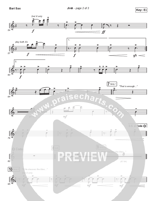 Jireh (Choral Anthem SATB) Bari Sax (Elevation Worship / Maverick City Music / Chandler Moore / Naomi Raine / Arr. Cliff Duren / Mason Brown)