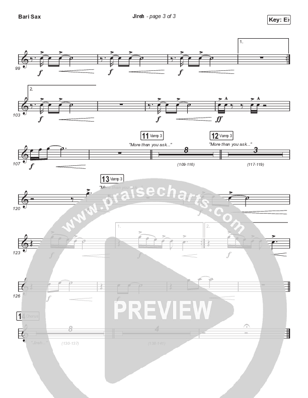 Jireh (Choral Anthem SATB) Bari Sax (Elevation Worship / Maverick City Music / Chandler Moore / Naomi Raine / Arr. Cliff Duren / Mason Brown)