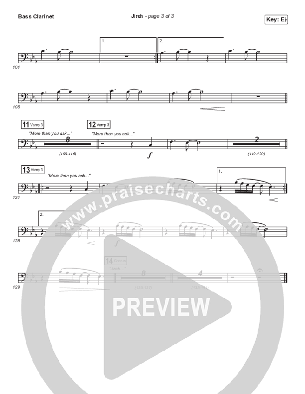 Jireh (Choral Anthem SATB) Bass Clarinet (Elevation Worship / Maverick City Music / Chandler Moore / Naomi Raine / Arr. Cliff Duren / Mason Brown)