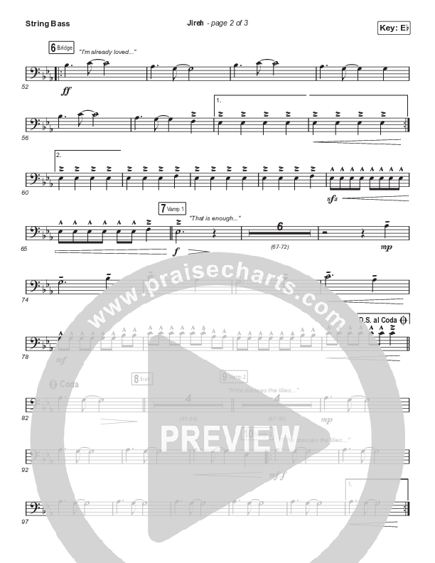 Jireh (Choral Anthem SATB) Double Bass (Elevation Worship / Maverick City Music / Chandler Moore / Naomi Raine / Arr. Cliff Duren / Mason Brown)