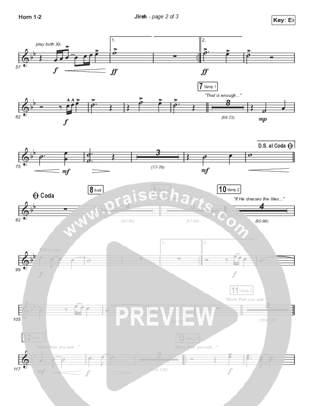 Jireh (Choral Anthem SATB) French Horn 1/2 (Elevation Worship / Maverick City Music / Chandler Moore / Naomi Raine / Arr. Cliff Duren / Mason Brown)