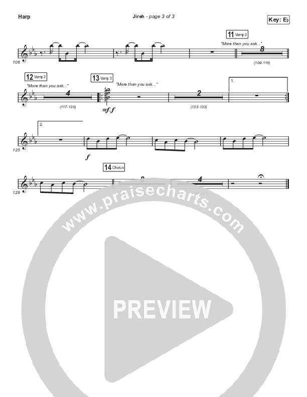 Jireh (Choral Anthem SATB) Harp (Elevation Worship / Maverick City Music / Chandler Moore / Naomi Raine / Arr. Cliff Duren / Mason Brown)