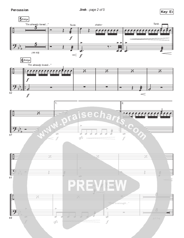 Jireh (Choral Anthem SATB) Percussion (Elevation Worship / Maverick City Music / Chandler Moore / Naomi Raine / Arr. Cliff Duren / Mason Brown)