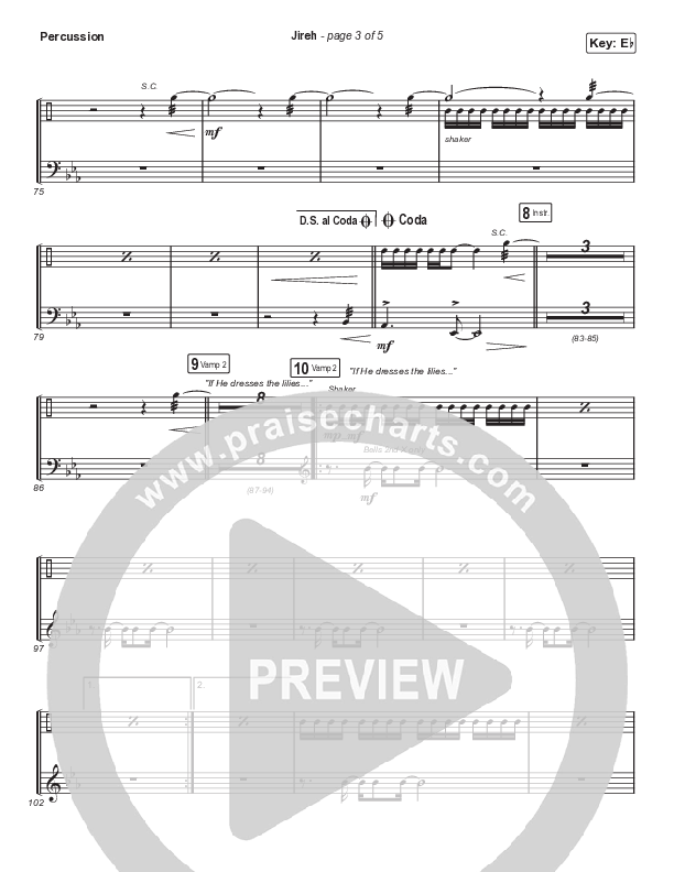 Jireh (Choral Anthem SATB) Percussion (Elevation Worship / Maverick City Music / Chandler Moore / Naomi Raine / Arr. Cliff Duren / Mason Brown)