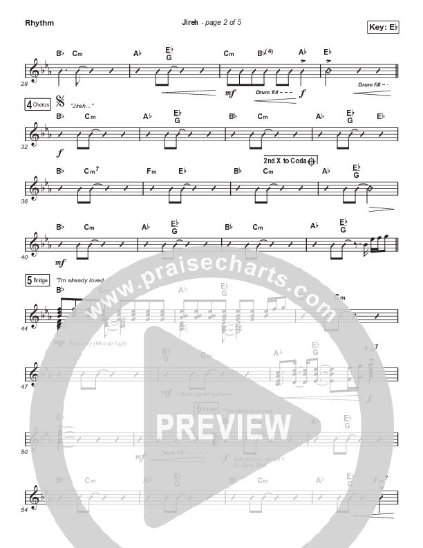 Jireh (Choral Anthem SATB) Rhythm Chart (Elevation Worship / Maverick City Music / Chandler Moore / Naomi Raine / Arr. Cliff Duren / Mason Brown)