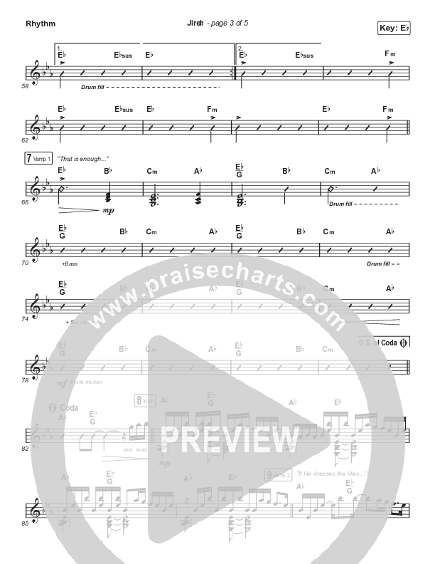 Jireh (Choral Anthem SATB) Rhythm Chart (Elevation Worship / Maverick City Music / Chandler Moore / Naomi Raine / Arr. Cliff Duren / Mason Brown)