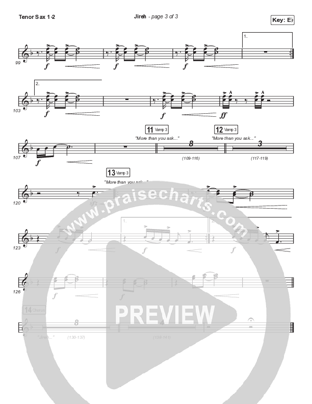 Jireh (Choral Anthem SATB) Tenor Sax 1/2 (Elevation Worship / Maverick City Music / Chandler Moore / Naomi Raine / Arr. Cliff Duren / Mason Brown)