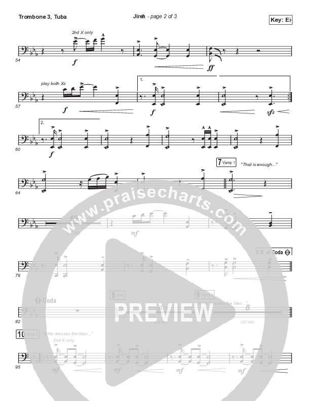 Jireh (Choral Anthem SATB) Trombone 3/Tuba (Elevation Worship / Maverick City Music / Chandler Moore / Naomi Raine / Arr. Cliff Duren / Mason Brown)