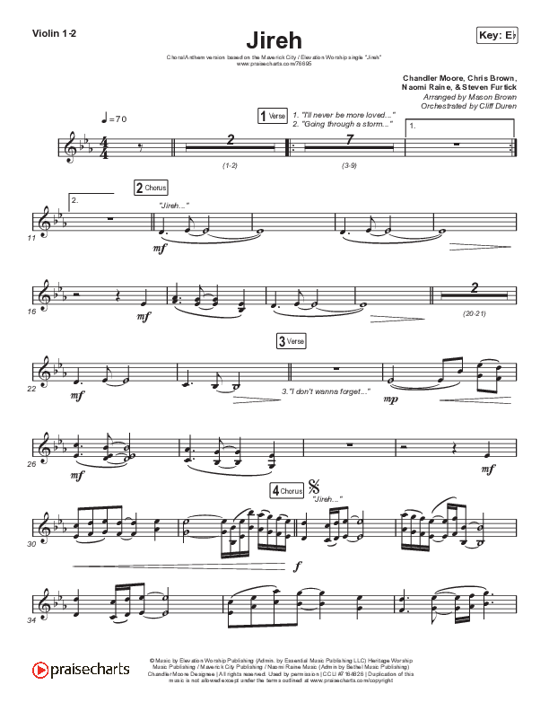 Jireh (Choral Anthem SATB) String Pack (Elevation Worship / Maverick City Music / Chandler Moore / Naomi Raine / Arr. Cliff Duren / Mason Brown)