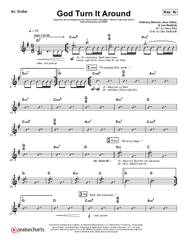 God Turn It Around (Live) Acoustic Guitar (Church Of The City / Jon Reddick)