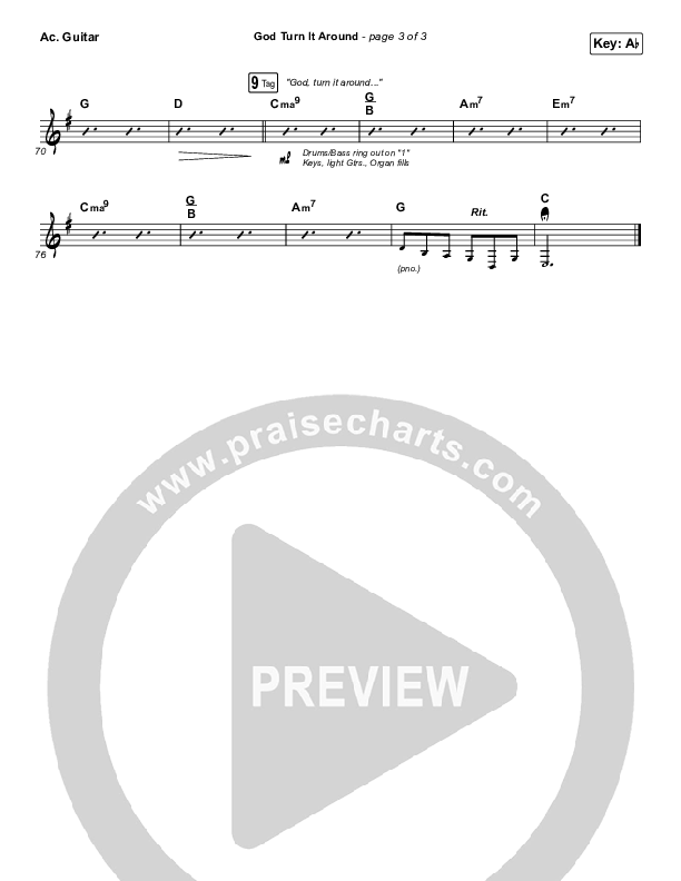 God Turn It Around (Live) Acoustic Guitar (Church Of The City / Jon Reddick)