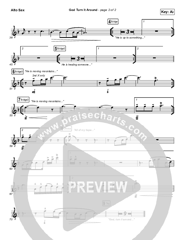 God Turn It Around (Live) Alto Sax (Church Of The City / Jon Reddick)