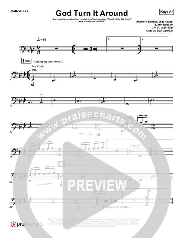 God Turn It Around (Live) Cello/Bass (Church Of The City / Jon Reddick)