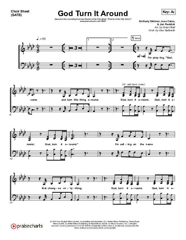 God Turn It Around (Live) Choir Vocals (SATB) (Church Of The City / Jon Reddick)