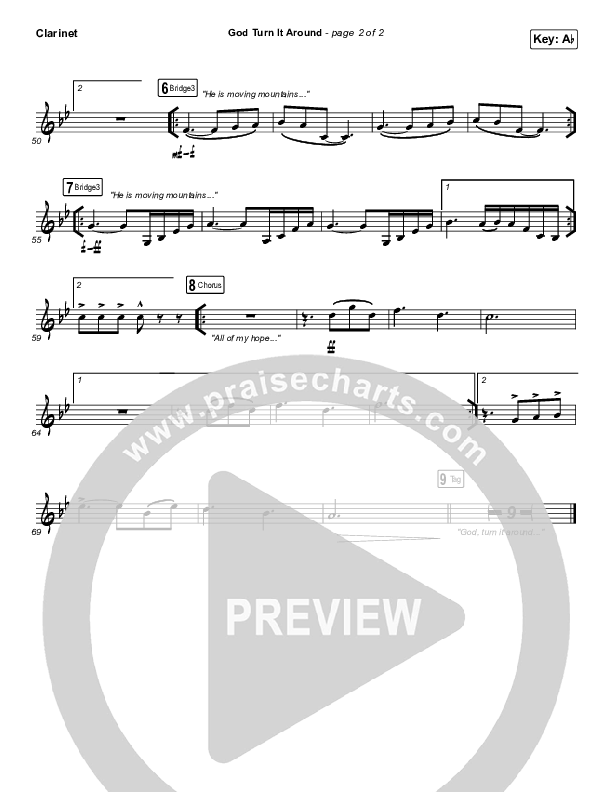 God Turn It Around (Live) Clarinet (Church Of The City / Jon Reddick)