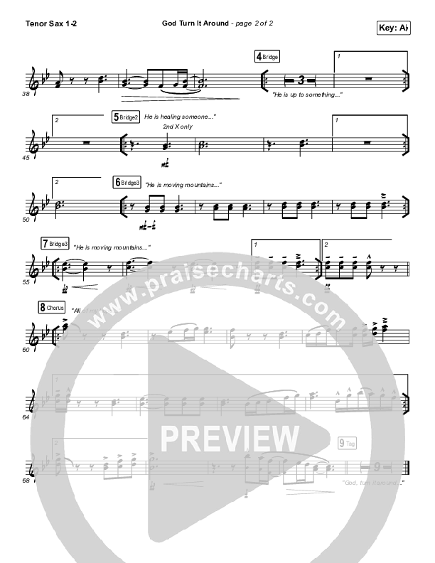 God Turn It Around (Live) Tenor Sax 1/2 (Church Of The City / Jon Reddick)