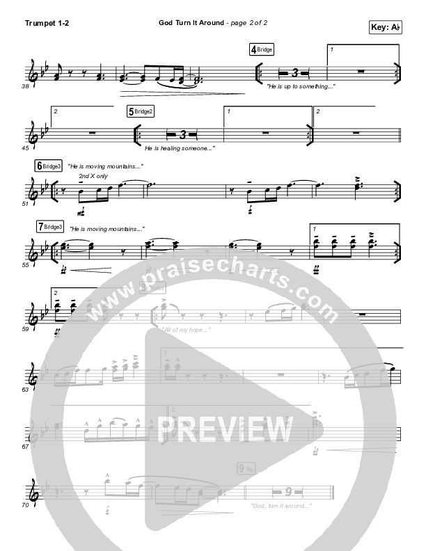 God Turn It Around (Live) Trumpet 1,2 (Church Of The City / Jon Reddick)