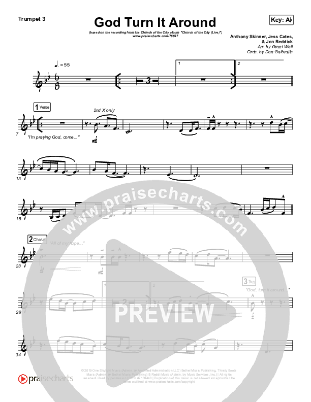 God Turn It Around (Live) Trumpet 3 (Church Of The City / Jon Reddick)