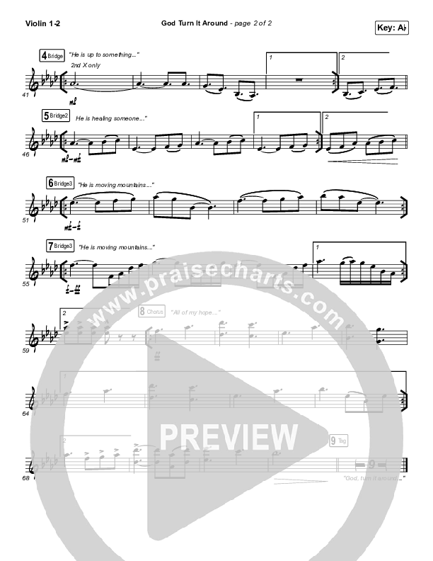 God Turn It Around (Live) Violin 1/2 (Church Of The City / Jon Reddick)