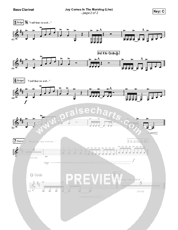 Joy Comes In The Morning (Live) Bass Clarinet (Church Of The City / Tasha Layton)