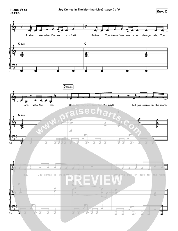 Joy Comes In The Morning (Live) Piano/Vocal (SATB) (Church Of The City / Tasha Layton)