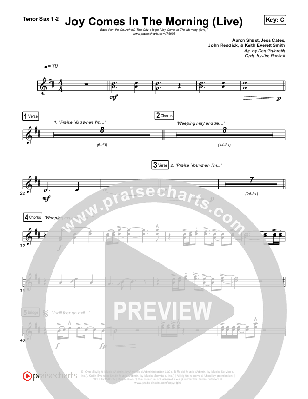 Joy Comes In The Morning (Live) Sax Pack (Church Of The City / Tasha Layton)