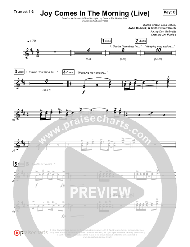 Joy Comes In The Morning (Live) Trumpet 1,2 (Church Of The City / Tasha Layton)