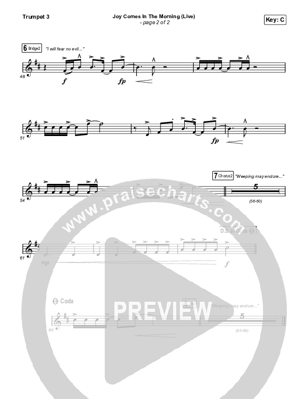 Joy Comes In The Morning (Live) Trumpet 3 (Church Of The City / Tasha Layton)