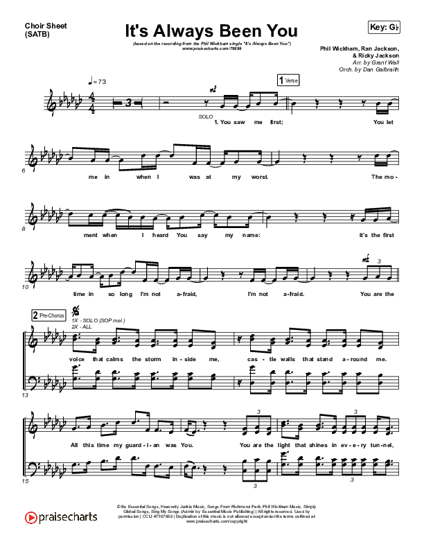 It's Always Been You Choir Sheet (SATB) (Phil Wickham)