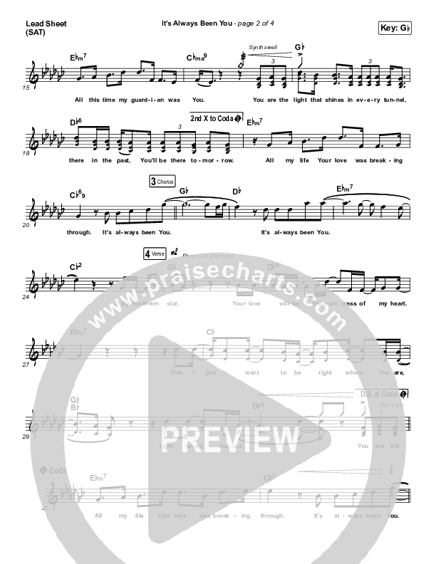 It's Always Been You Lead Sheet (SAT) (Phil Wickham)