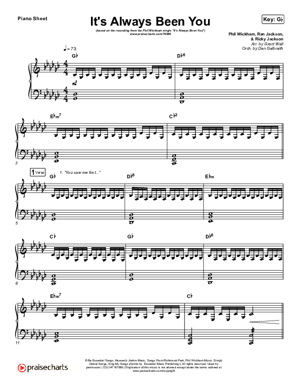 It's Always Been You Piano Sheet (Phil Wickham)
