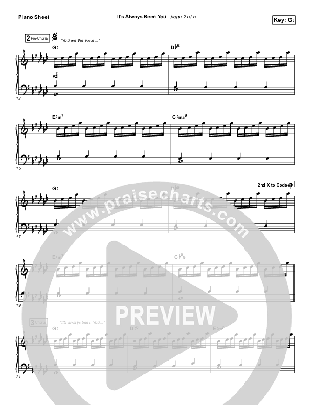 It's Always Been You Piano Sheet (Phil Wickham)