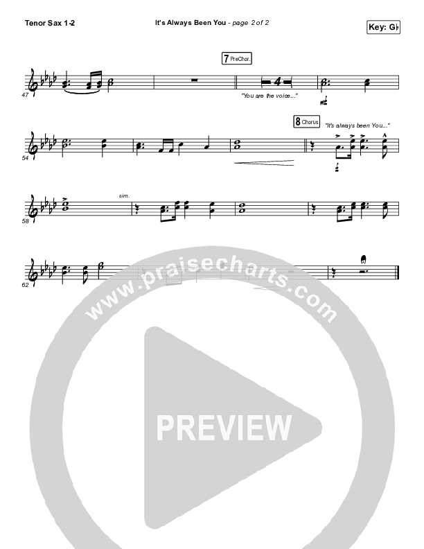 It's Always Been You Tenor Sax 1/2 (Phil Wickham)