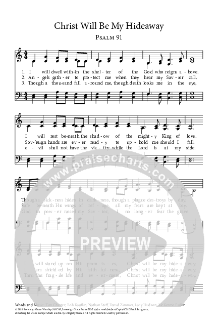 Christ Will Be My Hideaway Hymn Sheet (Sovereign Grace)