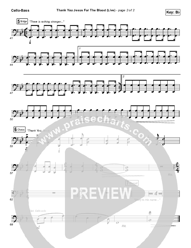 Thank You Jesus For The Blood Cello/Bass (Charity Gayle)