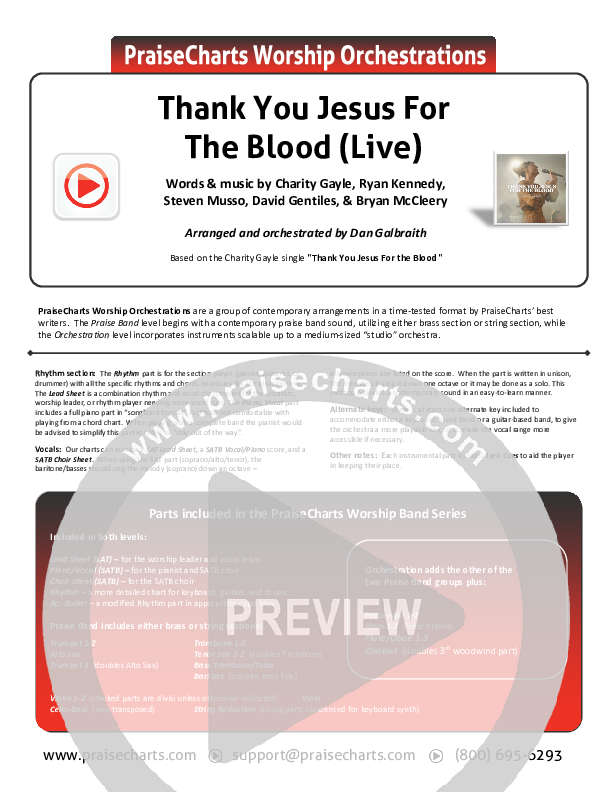 Thank You Jesus For The Blood Cover Sheet (Charity Gayle)