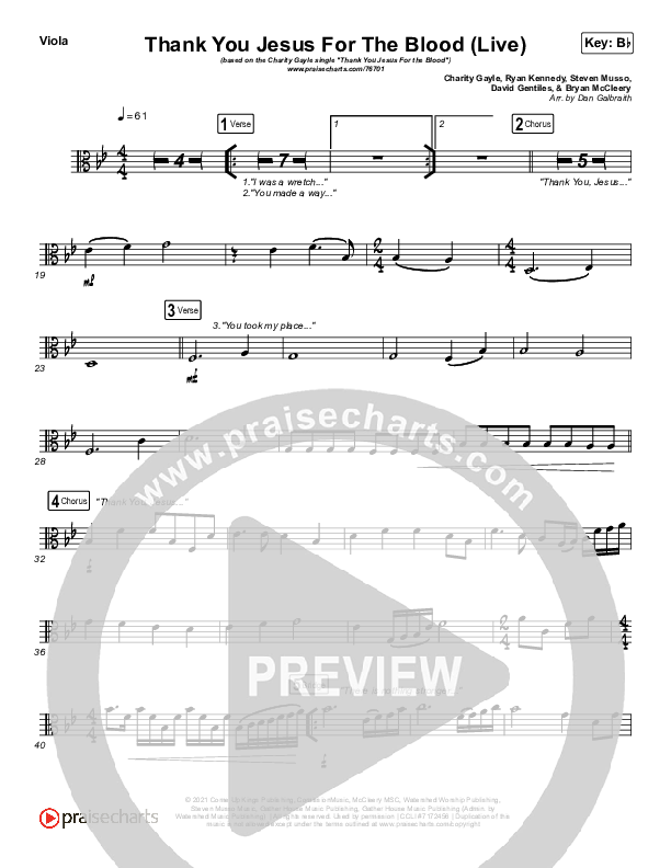 Thank You Jesus For The Blood Viola (Charity Gayle)