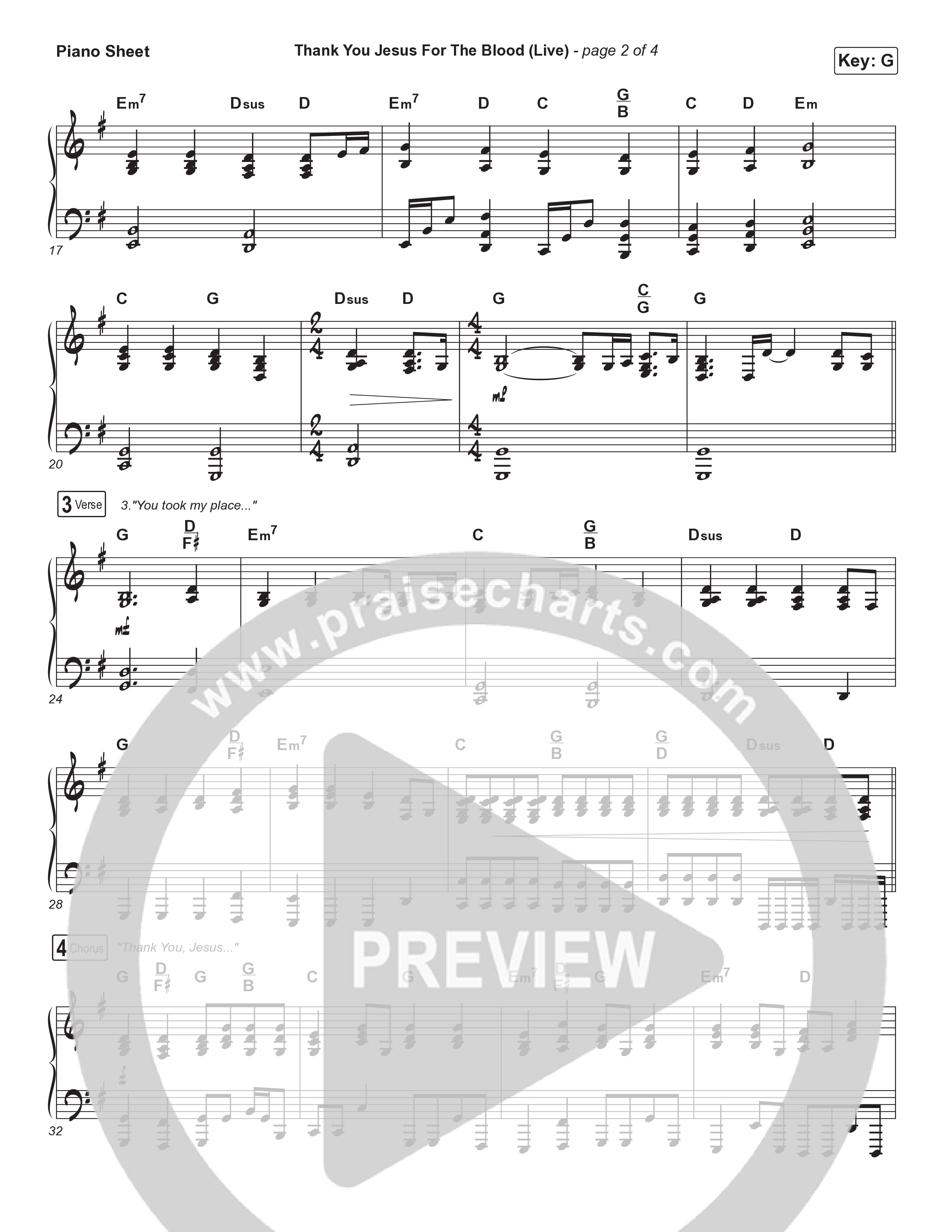 Thank You Jesus For The Blood Piano Sheet (Charity Gayle)