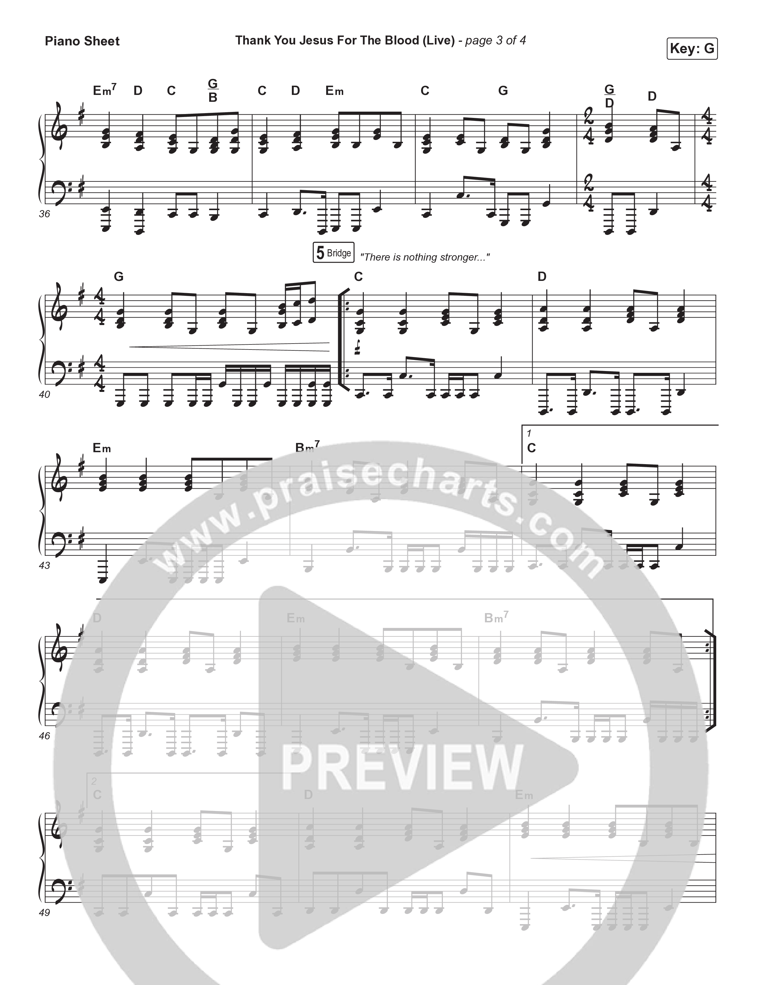 Thank You Jesus For The Blood Piano Sheet (Charity Gayle)