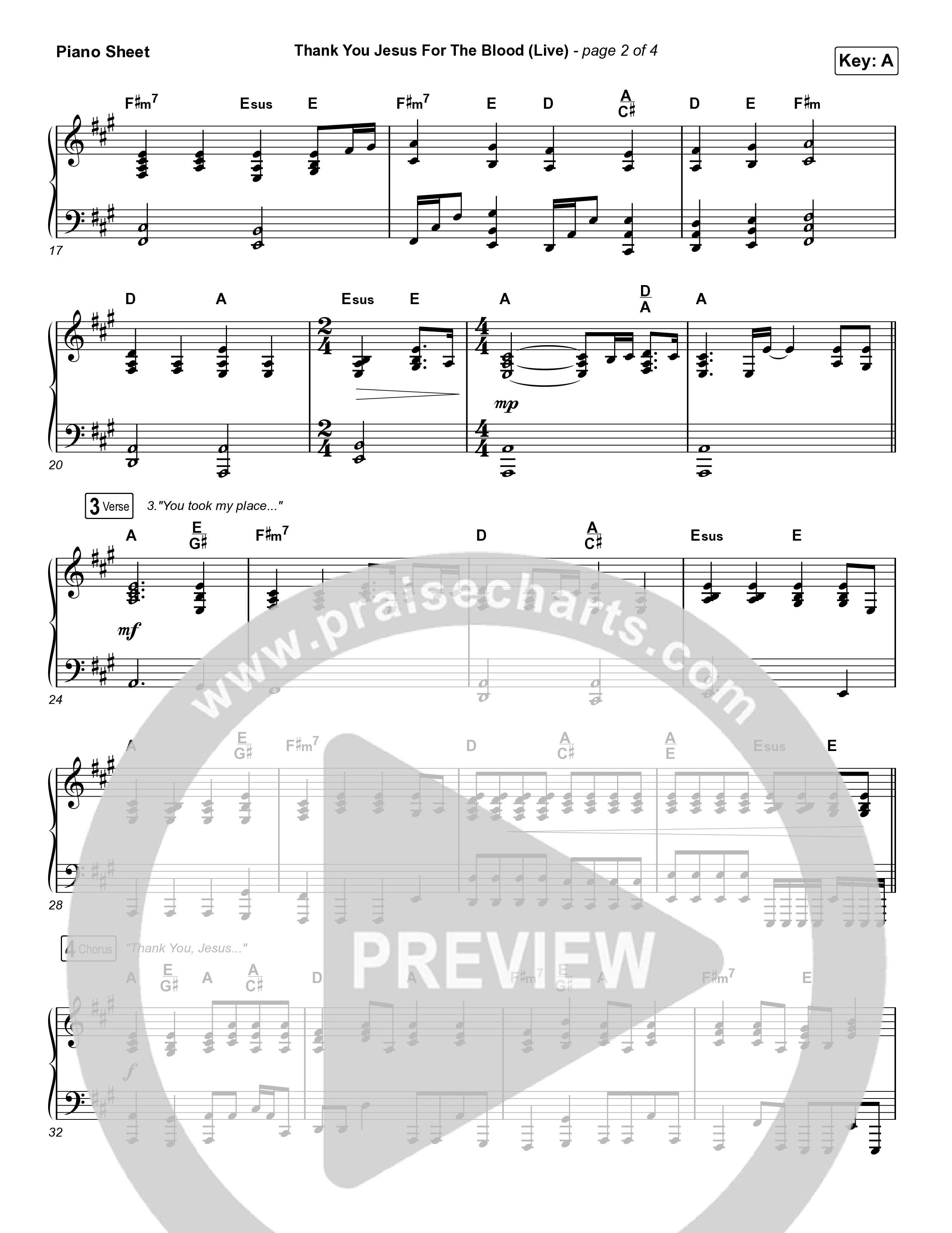 Thank You Jesus For The Blood Piano Sheet (Charity Gayle)