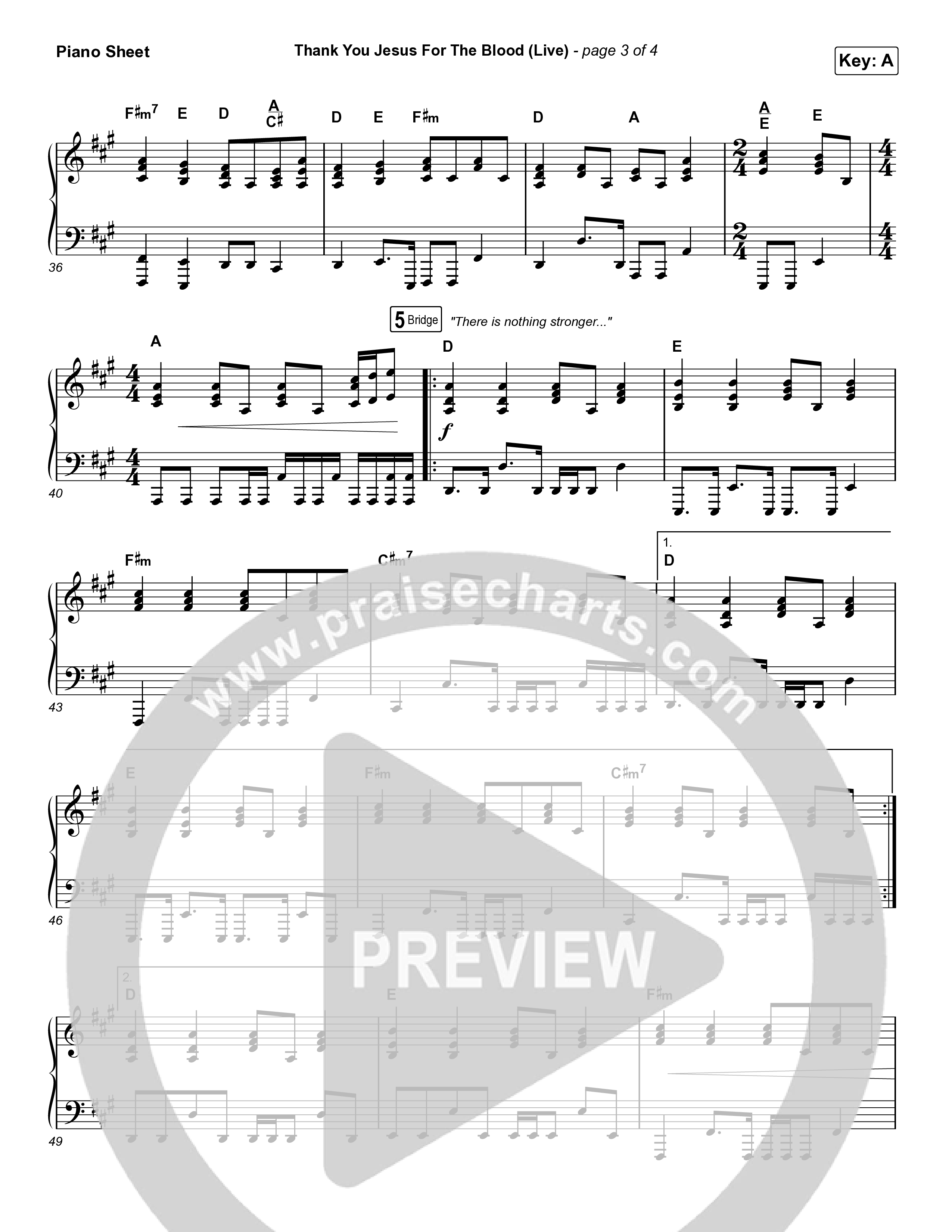 Thank You Jesus For The Blood Piano Sheet (Charity Gayle)