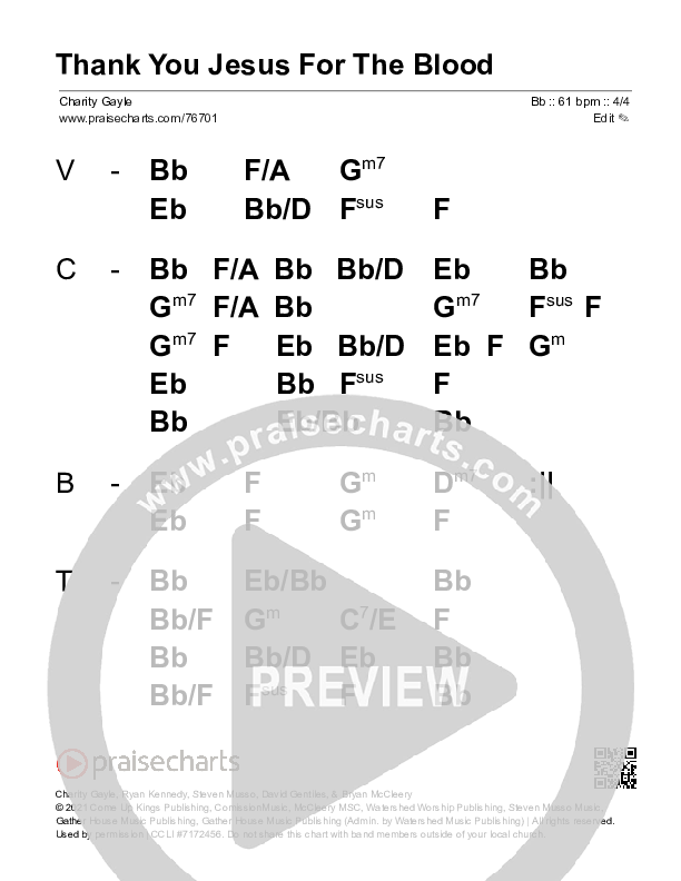 Thank You Jesus For The Blood Stage Chart (Charity Gayle)