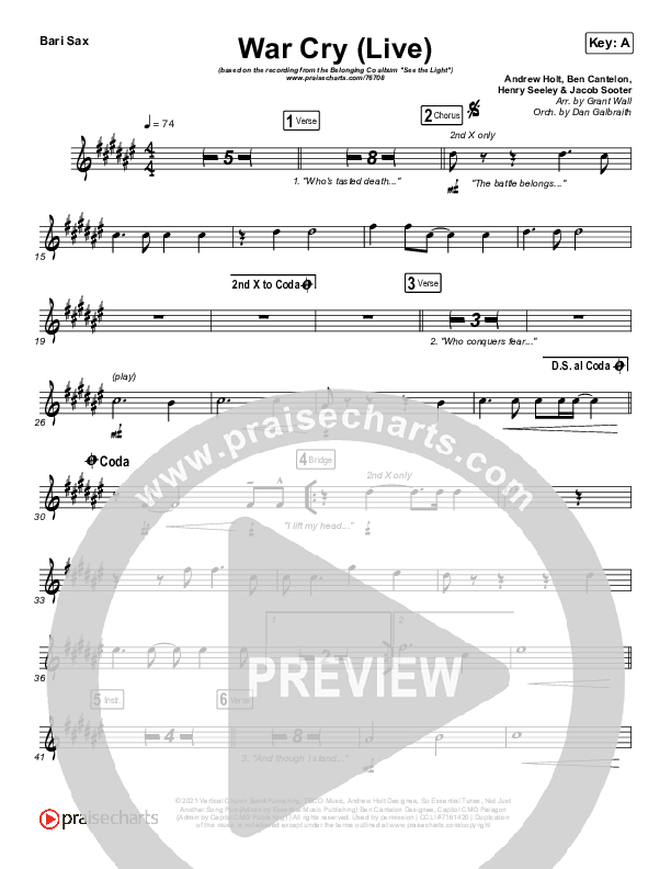 War Cry (Live) Bari Sax (The Belonging Co / Henry Seeley)