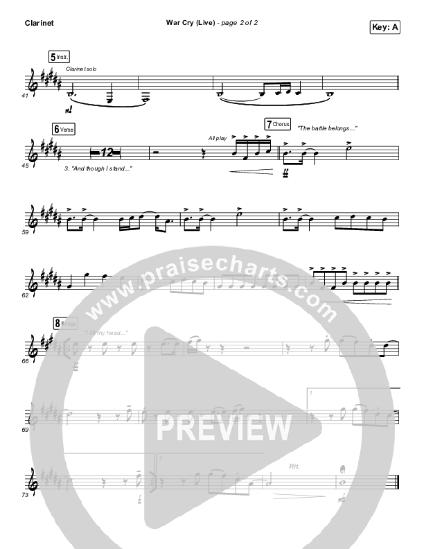 War Cry (Live) Clarinet (The Belonging Co / Henry Seeley)