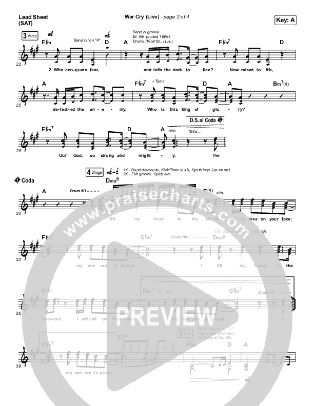 War Cry (Live) Lead Sheet (SAT) (The Belonging Co / Henry Seeley)