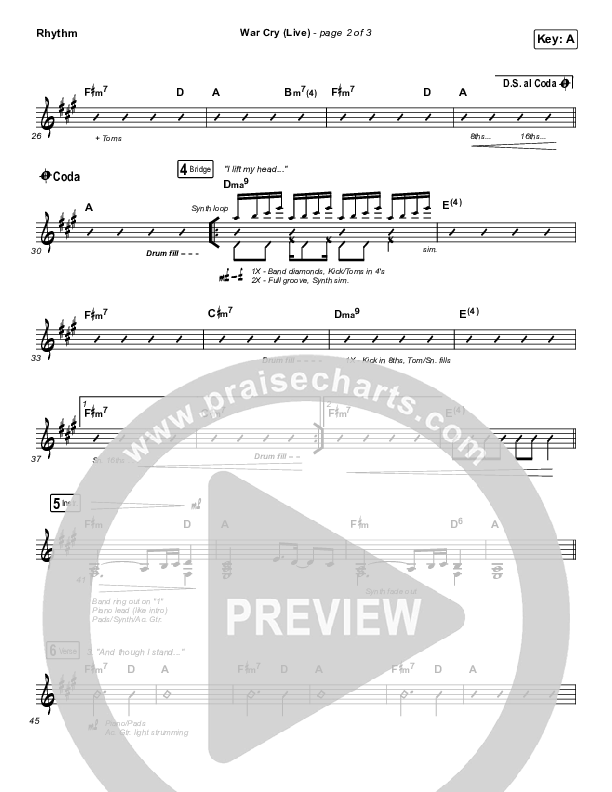 War Cry (Live) Rhythm Chart (The Belonging Co / Henry Seeley)